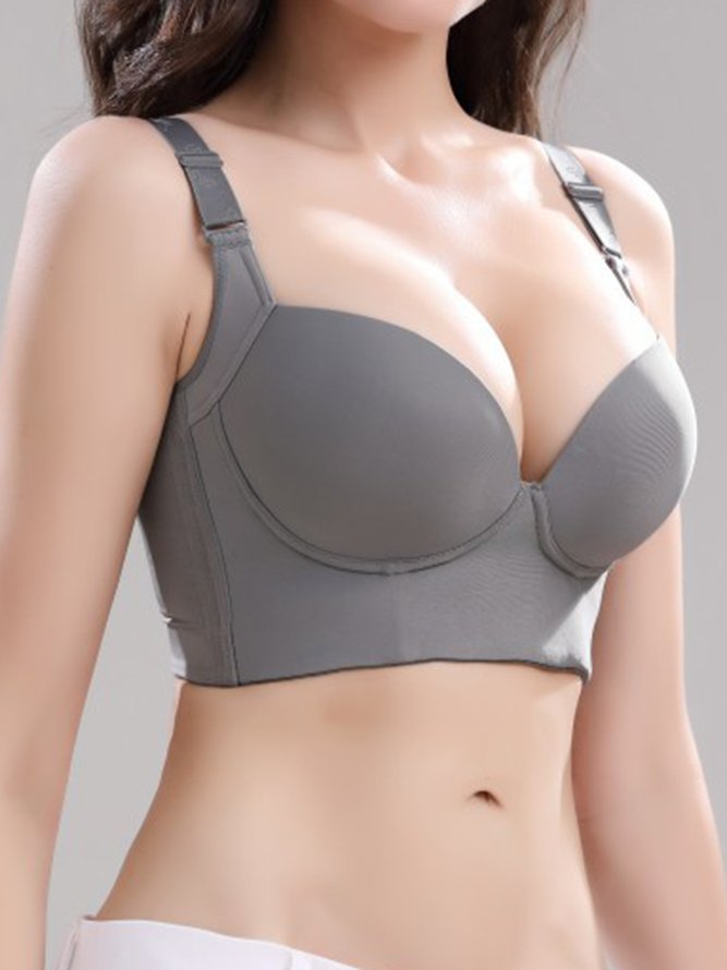 Soft and Comfortable Wide Back Buckle Gather A-F Full Cover Cup Bra