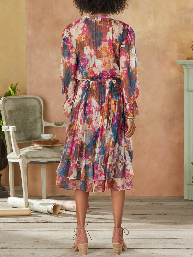 Lightweight Half Sleeve Vintage Floral Casual Loose Dress