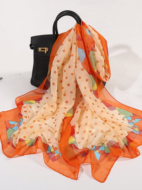 Boho Vacation Polka Dot Silk Scarf Spring Summer Beach Accessories