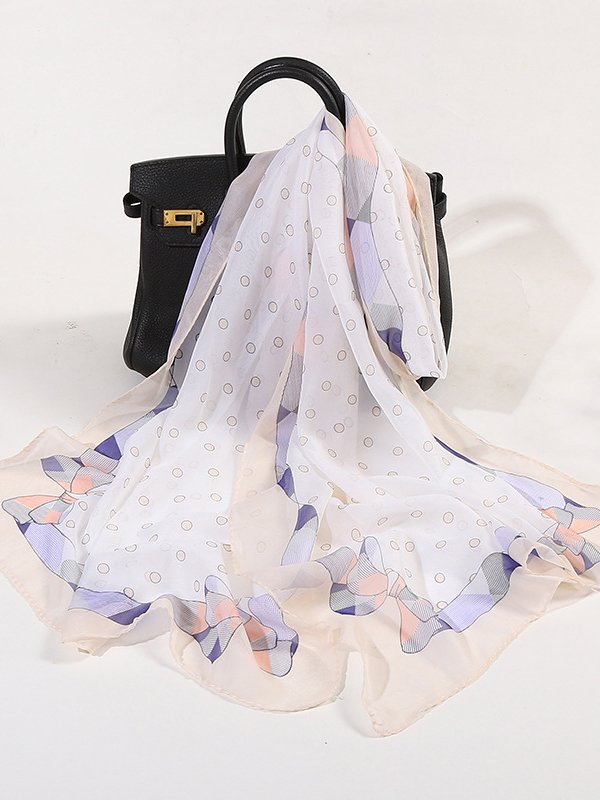 Boho Vacation Polka Dot Silk Scarf Spring Summer Beach Accessories