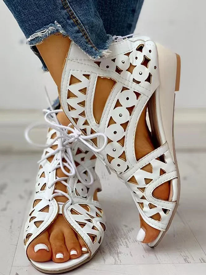 Resort Cutout Lace-Up Sandal Boots Dressy Wedding Sandals