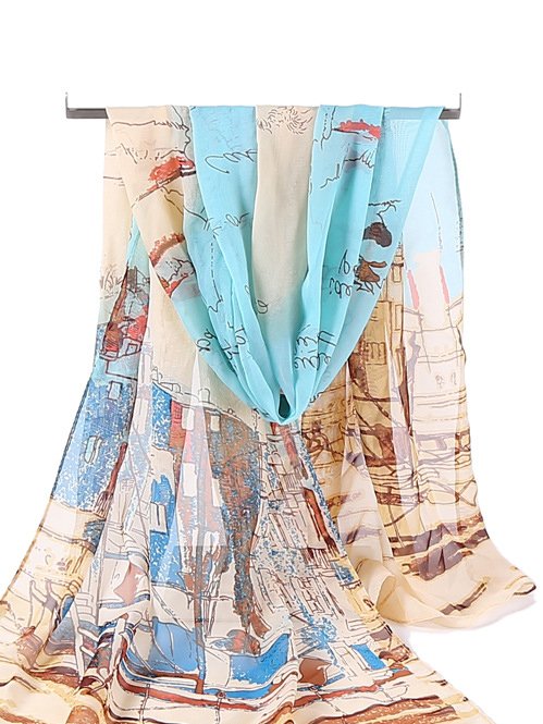 Vacation Abstract Fun Illustration Pattern Silk Scarf Spring Summer Beach Accessories