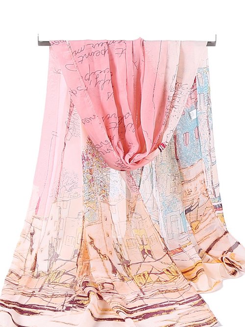 Vacation Abstract Fun Illustration Pattern Silk Scarf Spring Summer Beach Accessories
