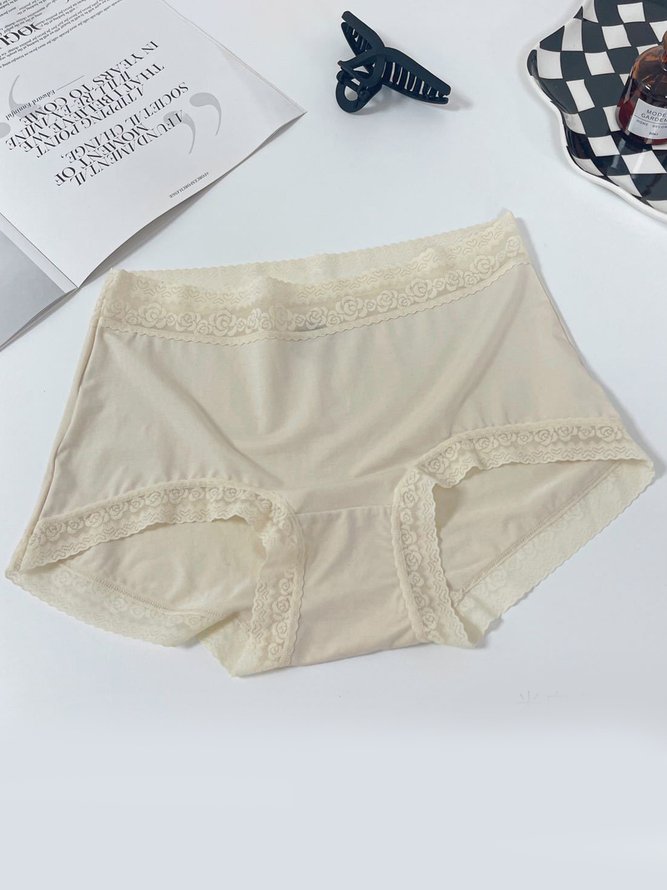 Mulberry Silk Antibacterial Lace Mid-Waist Briefs