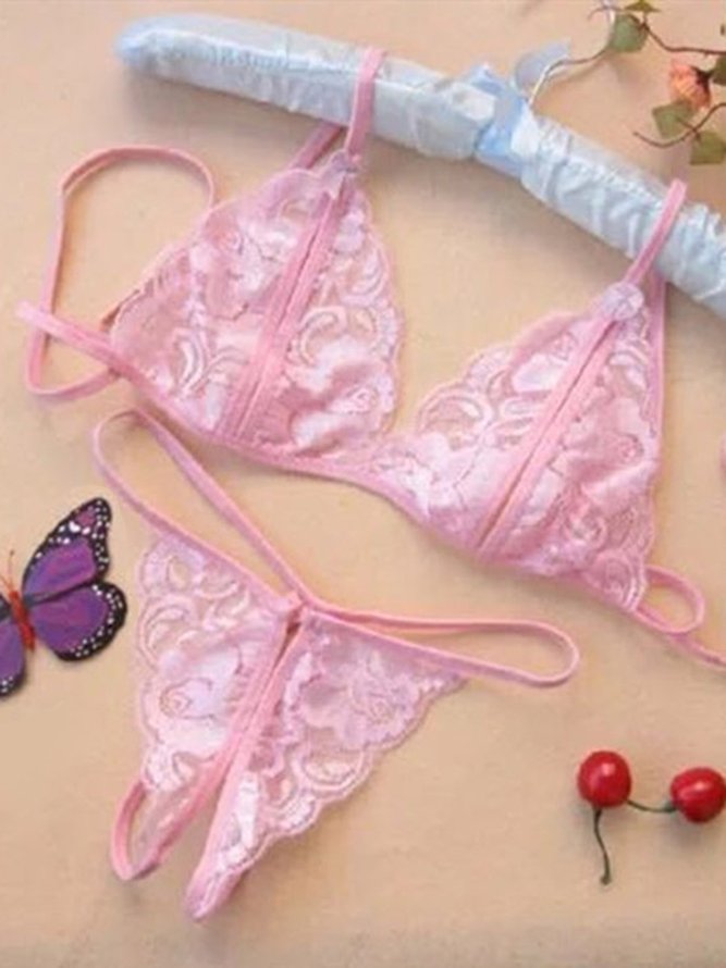 Valentine's Day Lace Open File Sexy Lingerie Set