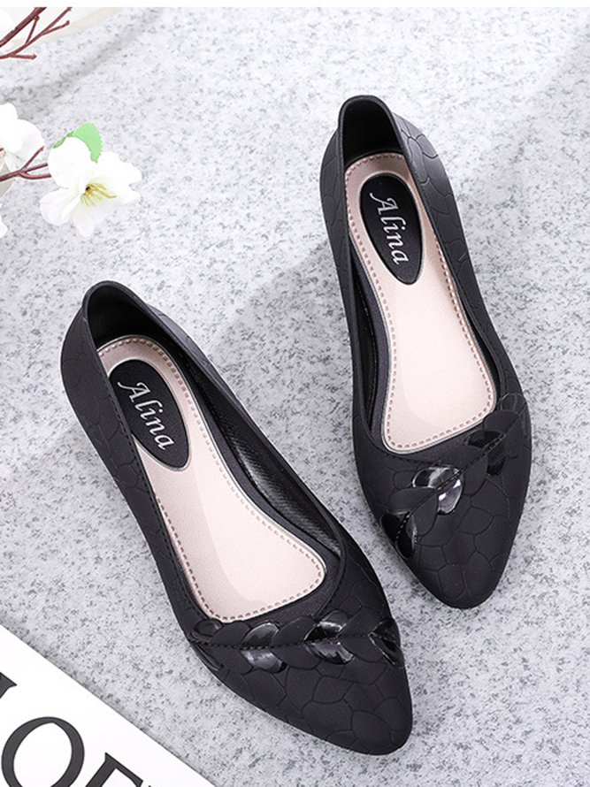 Comfortable Soft Sole Waterproof Pointed Toe Shallow Mouth Chunky Heel Shoes