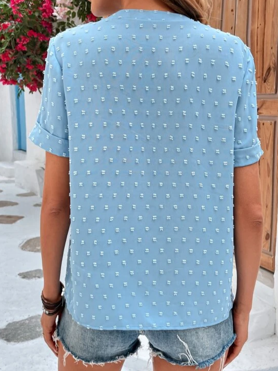 V Neck Plain Vacation Shirt