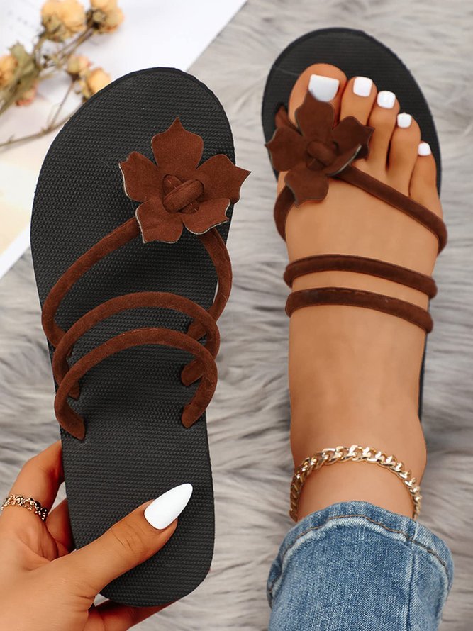 Appliques Decor Two Way Wear Flip Flops Strappy Slide Sandals