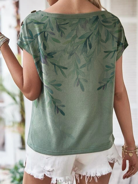 Casual Loose Buckle Knitted T-Shirt