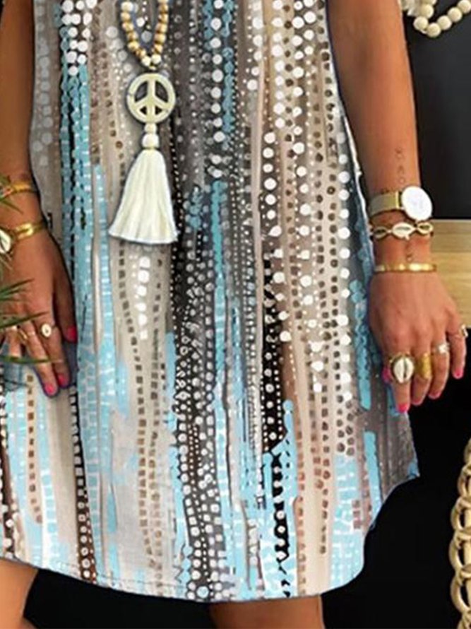 Loose Ombre Notched Vacation Dress