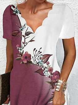 Floral Vacation Loose V Neck Dress