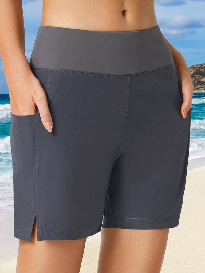 Sports Plain Split Joint Bikini Bottom