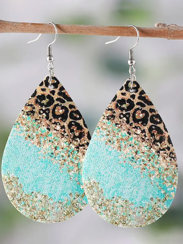 Gradient Glitter Leopard Leather Earrings Casual Holiday Music Festival Women's Jewelry