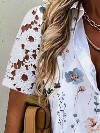 Loose Lace Floral Boho Blouse