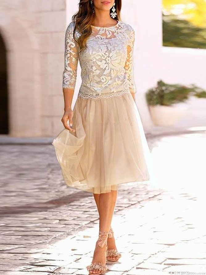 Mother of the groom/bride Elegant Lace Regular Fit Organza Dress