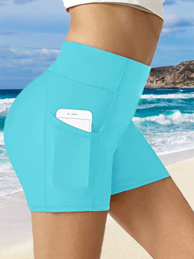 Simple Plain Pocket Stitching Bikini Bottom