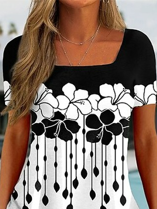 Loose Square Neck Casual Shirt