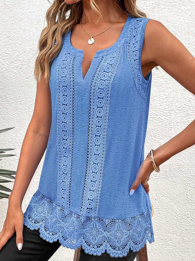 Womens Casual V Neck Loose Tank Top
