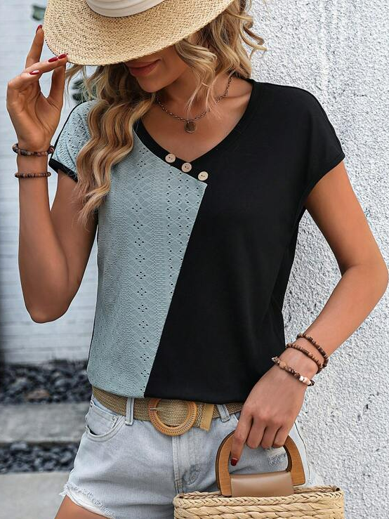 Loose Plain Casual Knitted T-Shirt