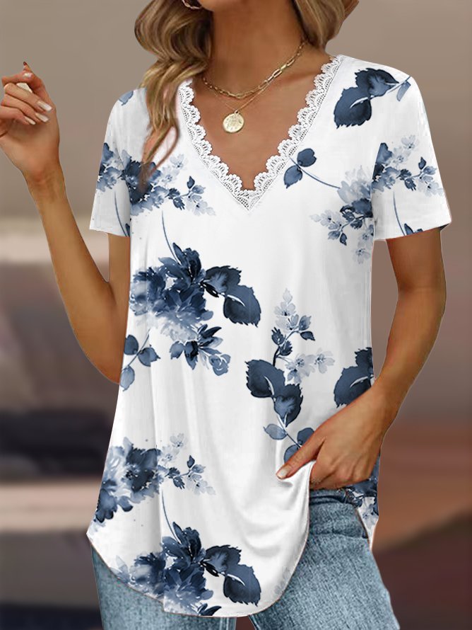 Casual Loose Floral Lace Shirt