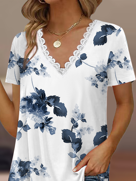 Casual Loose Floral Lace Shirt