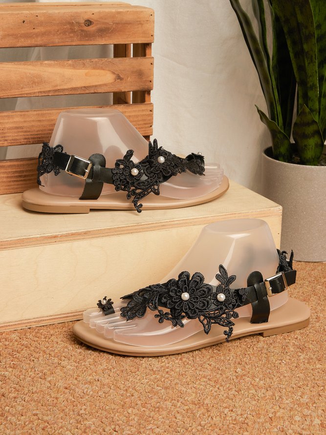 JFN    White  Lace  Flower  Wedding  Women's  flip flops Sandals