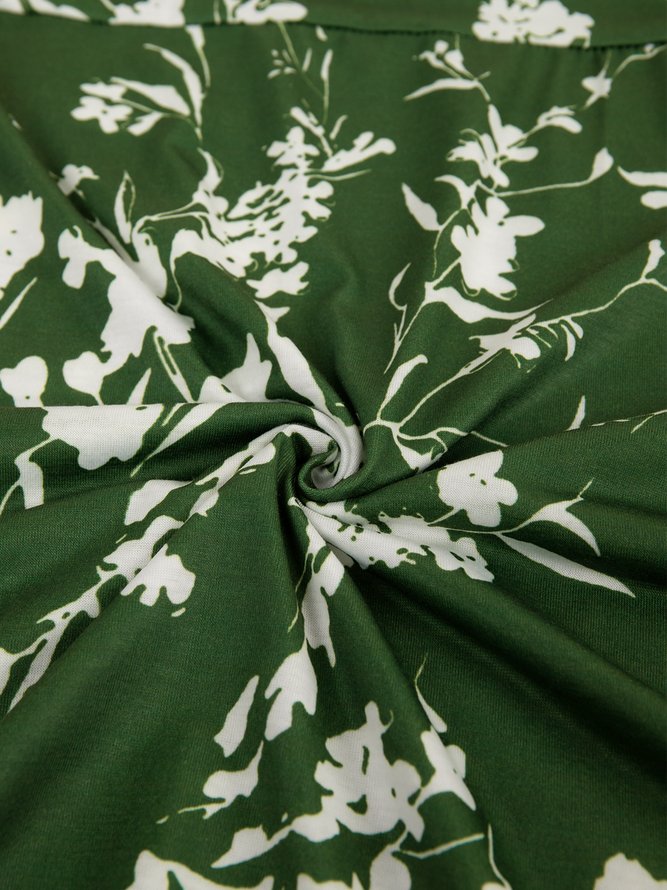 Cotton-Blend Floral-Print Elegant Knitting Dress