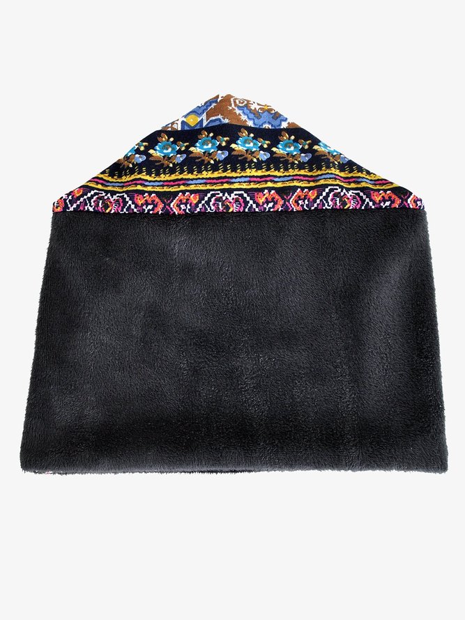 JFN  Retro Tribal Printed Cotton Fleece Dual Use Scarf Beanie  Hat