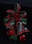 JFN  Vintage Alloy Rhinestone Tinkle Bell Christmas Bow Decoration Brooch