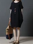 Plus Size Women Cocoon Daily Casual Short Sleeve Pockets Dress