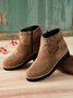 Women's Comfortable Soft Leather Bow Round Toe Low Heel Booties