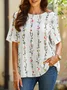 JFN Casual Crew Neck Floral Tunic Top