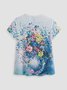 JFN Crew Neck Floral Loosen Vacation T-Shirt/Tee