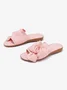 Pink Bow Decor Faux Suede Casual Slide Sandals