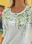 Loose Floral Casual Crew Neck Top