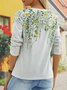 Loose Floral Casual Crew Neck Top