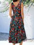 Ditsy Floral Geometric Vacation Loose V Neck Dress