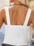 Women's Sleeveless Tank Top Camisole Summer Plain Crew Neck Daily Going Out Casual Top White