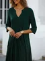 V Neck Plain Casual Ruched Prom Dress