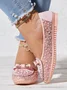 Elegant Applique Bowknot Decor Wedding Bridal Shoes Lace Split Joint Ballet Flats