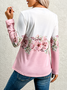 Lace Crew Neck Casual Floral Shirt