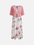 Floral Elegant Loose Crew Neck Two-Piece Set Dress with Cardigan
