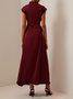 Women's Cap Sleeve Summer Plain Knot Front Dress Crew Neck Commuting Going Out Urban Maxi X-Line