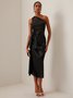 Women's Sleeveless Summer Plain Ruched Dress Cold Shoulder Date Going Out Urban Midi Bodycon