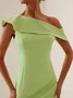 Women's Sleeveless Summer Plain Ruched Dress One Shoulder Date Going Out Urban Midi H-Line