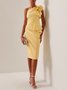 Women's Sleeveless Summer Plain Ruched Dress One Shoulder Date Going Out Urban Midi X-Line