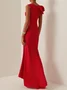 Women's Sleeveless Summer Plain Ruched Dress Asymmetrical Prom Going Out Urban Maxi A-Line