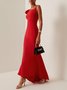 Women's Sleeveless Summer Plain Ruched Dress Asymmetrical Prom Going Out Urban Maxi A-Line