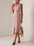 Women's Sleeveless Summer Plain Irregular Craftsmanship Dress V Neck Date Going Out Urban Midi X-Line