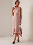 Women's Sleeveless Summer Plain Irregular Craftsmanship Dress V Neck Date Going Out Urban Midi X-Line